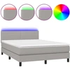 Image de vidaXL Lit Boxspring avec matelas & LED Gris clair 140x200 cm Tissu