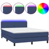 Image de vidaXL Lit Boxspring avec matelas & LED Bleu 140x200 cm Tissu
