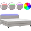 Image de vidaXL Lit boxspring avec matelas & LED gris clair 180x200 cm Tissu