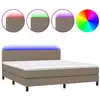 Image de vidaXL Lit Boxspring avec matelas & LED Taupe 180x200 cm Tissu