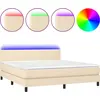 Image de vidaXL Lit Boxspring avec matelas & LED Crème 180x200 cm Tissu