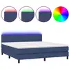 Image de vidaXL Lit Boxspring avec matelas & LED Bleu 180x200 cm Tissu