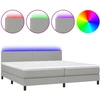 Image de vidaXL Lit boxspring avec matelas & LED gris clair 200x200 cm Tissu