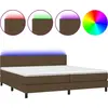 Image de vidaXL Lit Boxspring avec matelas & LED Marron foncé 200x200 cm Tissu