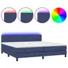 Image de vidaXL Lit Boxspring avec matelas & LED Bleu 200x200 cm Tissu