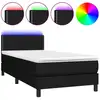 Image de vidaXL Lit Boxspring avec matelas & LED Noir 80x200 cm Tissu