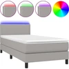 Image de vidaXL Lit Boxspring avec matelas & LED Gris clair 100x200 cm Tissu