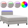 Image de vidaXL Lit boxspring avec matelas & LED gris clair 120x200 cm Tissu