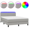Image de vidaXL Lit boxspring avec matelas & LED gris clair 140x190 cm Tissu