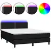 Image de vidaXL Lit Boxspring avec matelas & LED Noir 140x190 cm Tissu