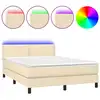 Image de vidaXL Lit Boxspring avec matelas & LED Crème 140x190 cm Tissu