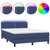 Image de vidaXL Lit Boxspring avec matelas & LED Bleu 140x190 cm Tissu
