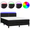 Image de vidaXL Lit Boxspring avec matelas & LED Noir 140x200 cm Tissu