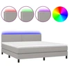 Image de vidaXL Lit boxspring avec matelas & LED gris clair 180x200 cm Tissu