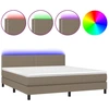 Image de vidaXL Lit Boxspring avec matelas & LED Taupe 180x200 cm Tissu