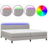 Image de vidaXL Lit boxspring avec matelas & LED gris clair 200x200 cm Tissu