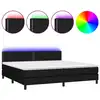 Image de vidaXL Lit Boxspring avec matelas & LED Noir 200x200 cm Tissu