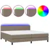 Image de vidaXL Lit Boxspring avec matelas & LED Taupe 200x200 cm Tissu