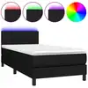 Image de vidaXL Lit Boxspring avec matelas & LED Noir 80x200 cm Tissu