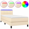 Image de vidaXL Lit Boxspring avec matelas & LED Crème 80x200 cm Tissu