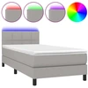 Image de vidaXL Lit boxspring avec matelas & LED gris clair 90x190 cm Tissu