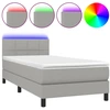 Image de vidaXL Lit boxspring avec matelas & LED gris clair 90x200 cm Tissu