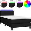 Image de vidaXL Lit Boxspring avec matelas & LED Noir 90x200 cm Tissu