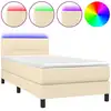 Image de vidaXL Lit Boxspring avec matelas & LED Crème 90x200 cm Tissu