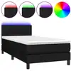 Image de vidaXL Lit Boxspring avec matelas & LED Noir 100x200 cm Tissu