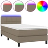 Image de vidaXL Lit Boxspring avec matelas & LED Taupe 100x200 cm Tissu