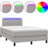 Image de vidaXL Lit boxspring avec matelas & LED gris clair 120x200 cm Tissu