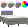 Image de vidaXL Lit boxspring avec matelas & LED gris foncé 120x200 cm Tissu