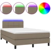 Image de vidaXL Lit Boxspring avec matelas & LED Taupe 120x200 cm Tissu