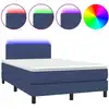 Image de vidaXL Lit Boxspring avec matelas & LED Bleu 120x200 cm Tissu
