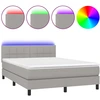 Image de vidaXL Lit boxspring avec matelas & LED gris clair 140x190 cm Tissu