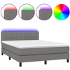 Image de vidaXL Lit boxspring avec matelas & LED gris foncé 140x200 cm Tissu