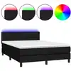 Image de vidaXL Lit Boxspring avec matelas & LED Noir 140x200 cm Tissu