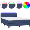 Image de Lit Boxspring avec matelas & LED Bleu 140x200 cm Tissu