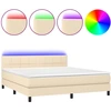 Image de vidaXL Lit Boxspring avec matelas & LED Crème 160x200 cm Tissu