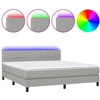 Image de vidaXL Lit boxspring avec matelas & LED gris clair 180x200 cm Tissu