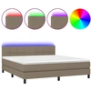Image de vidaXL Lit Boxspring avec matelas & LED Taupe 180x200 cm Tissu