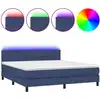 Image de vidaXL Lit Boxspring avec matelas & LED Bleu 180x200 cm Tissu