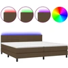 Image de vidaXL Lit Boxspring avec matelas & LED Marron foncé 200x200 cm Tissu