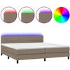 Image de vidaXL Lit Boxspring avec matelas & LED Taupe 200x200 cm Tissu