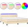 Image de vidaXL Lit boxspring avec matelas & LED Crème 200x200 cm Tissu