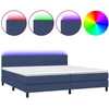 Image de vidaXL Lit Boxspring avec matelas & LED Bleu 200x200 cm Tissu
