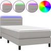 Image de vidaXL Lit boxspring avec matelas & LED gris clair 90x190 cm Tissu