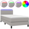 Image de vidaXL Lit Boxspring avec matelas & LED Gris clair 100x200 cm Tissu