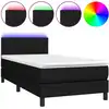 Image de vidaXL Lit Boxspring avec matelas & LED Noir 100x200 cm Tissu