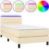 Image de vidaXL Lit Boxspring avec matelas & LED Crème 100x200 cm Tissu